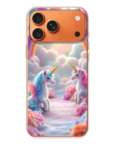 Чехол для Apple iPhone 18 Pro Max с картинкой «Радуга и единороги»