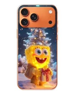 Чехол для Apple iPhone 18 Pro Max с картинкой «Рождественский Спанч Боб»
