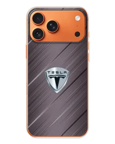 Чехол для Apple iPhone 18 Pro Max с картинкой «Металлическая текстура Tesla»