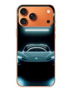 Чехол для Apple iPhone 18 Pro Max с картинкой «Tesla в неоне»