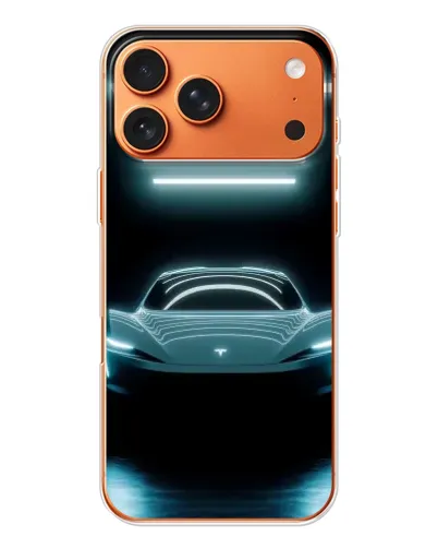 Чехол для Apple iPhone 18 Pro Max с картинкой «Tesla в неоне»