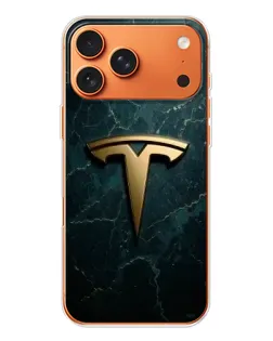 Чехол для Apple iPhone 18 Pro Max с картинкой «Мраморная Tesla Gold»