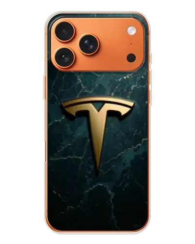 Чехол для Apple iPhone 18 Pro Max с картинкой «Мраморная Tesla Gold»