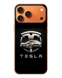 Чехол для Apple iPhone 18 Pro Max с картинкой «Tesla — серебристое авто»