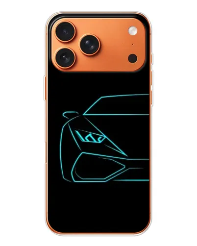 Чехол для Apple iPhone 18 Pro Max с картинкой «Голубой силуэт Lamborghini»