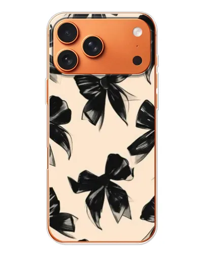 Чехол для Apple iPhone 18 Pro Max с картинкой «Паттерн черные банты»
