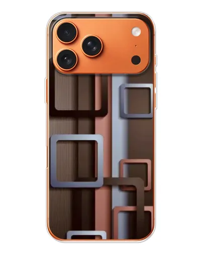 Чехол для Apple iPhone 18 Pro Max с картинкой «Коричневые объемные квадраты»