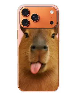 Чехол для Apple iPhone 18 Pro Max с картинкой «Капибара с языком»