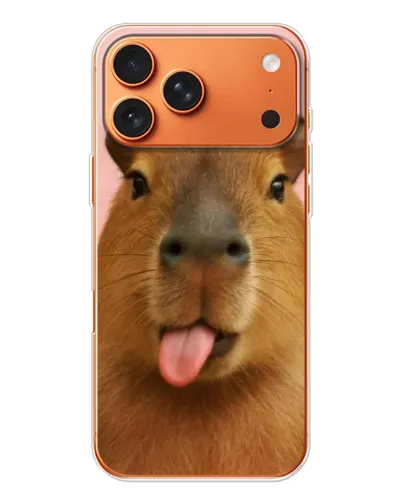Чехол для Apple iPhone 18 Pro Max с картинкой «Капибара с языком»