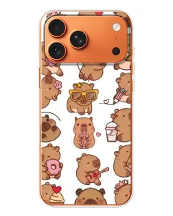Чехол для Apple iPhone 18 Pro Max с картинкой «Стикерпак с капибарами»