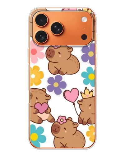 Чехол для Apple iPhone 18 Pro Max с картинкой «Цветочный паттерн капибар»