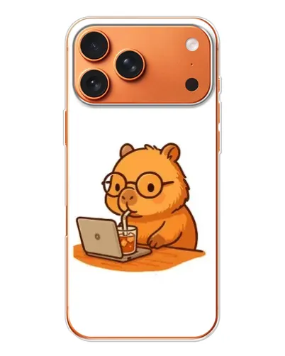 Чехол для Apple iPhone 18 Pro Max с картинкой «Капибара с ноутбуком»