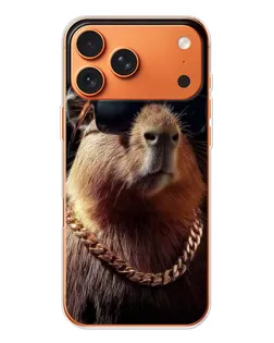 Чехол для Apple iPhone 18 Pro Max с картинкой «Капибара золотая цепь»