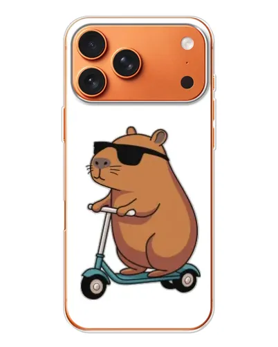 Чехол для Apple iPhone 18 Pro Max с картинкой «Капибара на самокате»