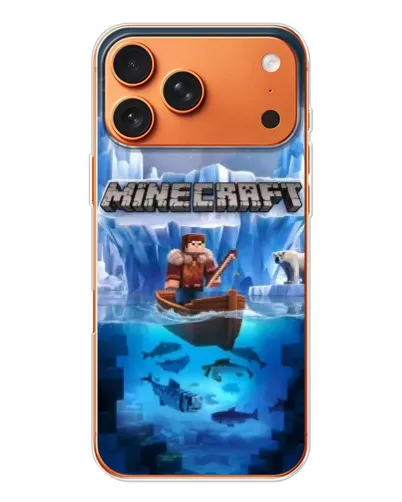 Чехол для Apple iPhone 18 Pro с картинкой «Minecraft ледяной мир»