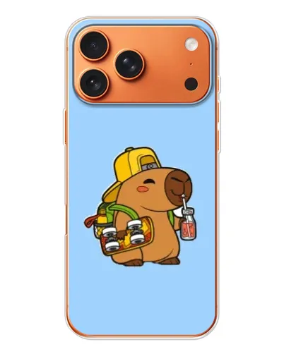 Чехол для Apple iPhone 18 Pro с картинкой «Капибара на скейте»