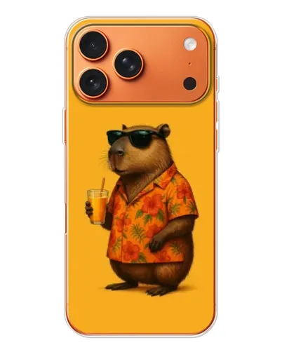 Чехол для Apple iPhone 18 Pro с картинкой «Капибара на отдыхе»