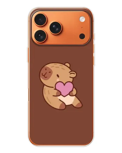 Чехол для Apple iPhone 18 Pro с картинкой «Капибара с сердцем»