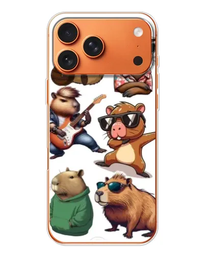 Чехол для Apple iPhone 18 Pro с картинкой «Крутые капибары музыканты»