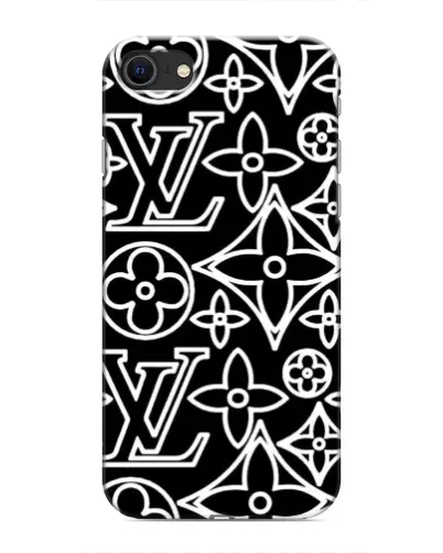 Чехол для iPhone 8 с картинкой «Черно-белый узор LV»