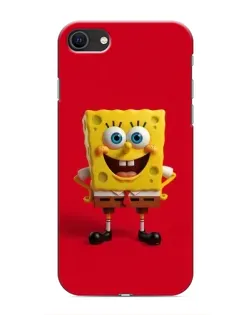 Чехол для iPhone 8 с картинкой «Спанч Боб на красном»