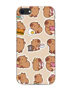 Чехол для iPhone 8 с картинкой «Капибары паттерн»