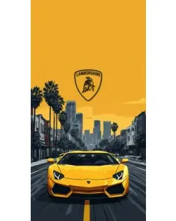 Чохол для Apple з картинкою «Жовтий Lamborghini місто»