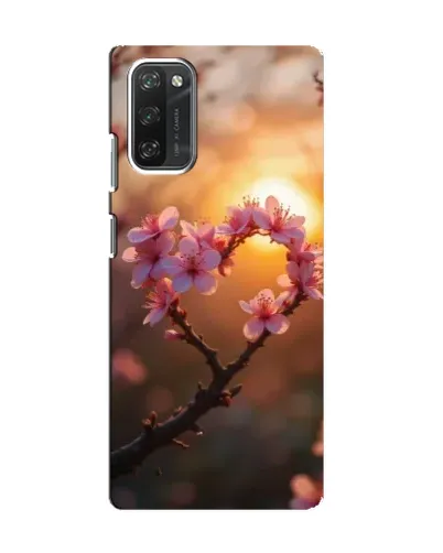 Чохол для Blackview A100 з картинкою «Рожевий цвіт  сердечко на тлі заходу»