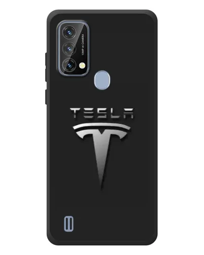Чехол для Blackview A50 с картинкой «Стальной логотип Tesla»