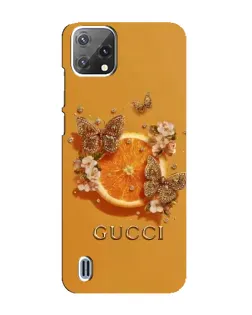 Чехол для Blackview A55 с картинкой «Gucci — золотые бабочки»