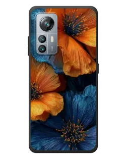 Чехол для Blackview A85 с картинкой «Яркая сине-оранжевая флора»
