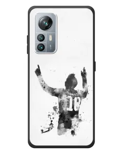 Чехол для Blackview A85 с картинкой «Черно-белый силуэт Месси»