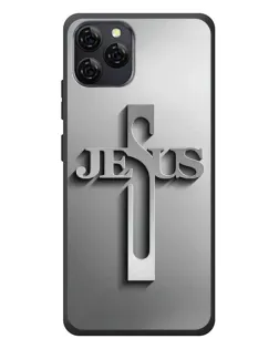 Чехол для Blackview A95 с картинкой «Металлический крест Jesus»