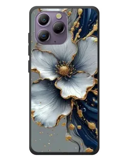Чехол для Blackview A96 с картинкой «Белый цветок и золотой флюид»