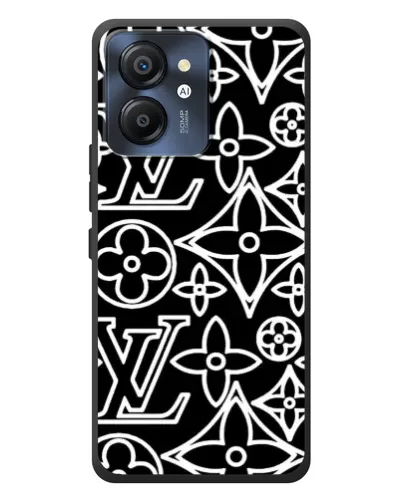 Чехол для Blackview Color 8 с картинкой «Черно-белый узор LV»