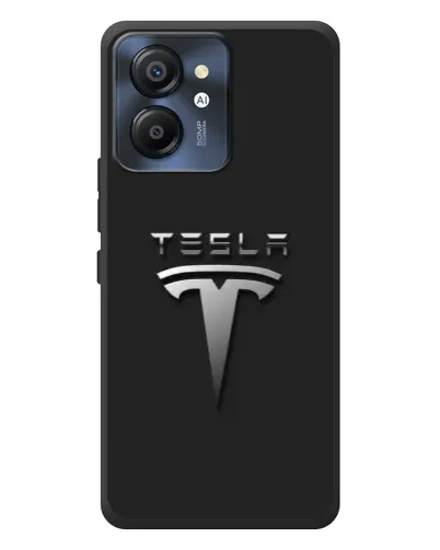 Чехол для Blackview Color 8 с картинкой «Стальной логотип Tesla»
