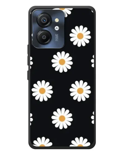 Чехол для Blackview Color 8 с картинкой «Ромашки на черном»