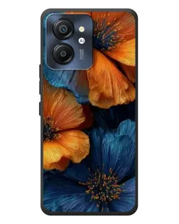 Чехол для Blackview Color 8 с картинкой «Яркая сине-оранжевая флора»