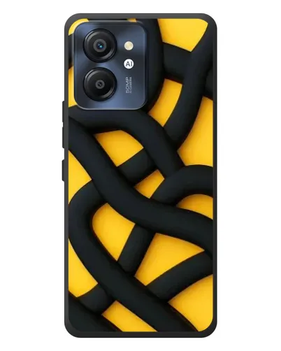 Чехол для Blackview Color 8 с картинкой «Черное желтое переплетение»
