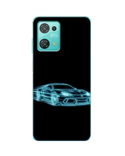 Чехол для Blackview Oscal C30 Pro с картинкой «Неоновый контур Lamborghini»