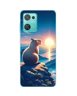 Чехол для Blackview Oscal C30 Pro с картинкой «Закат солнца с капибарой»