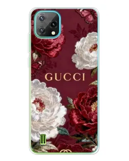 Чехол для Blackview Oscal C60 с картинкой «Gucci — бордовые розы»