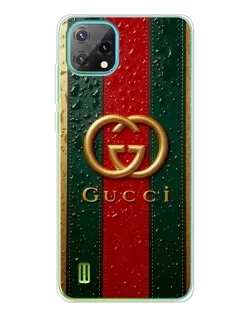 Чехол для Blackview Oscal C60 с картинкой «Gucci — фирменная полоса и золото»