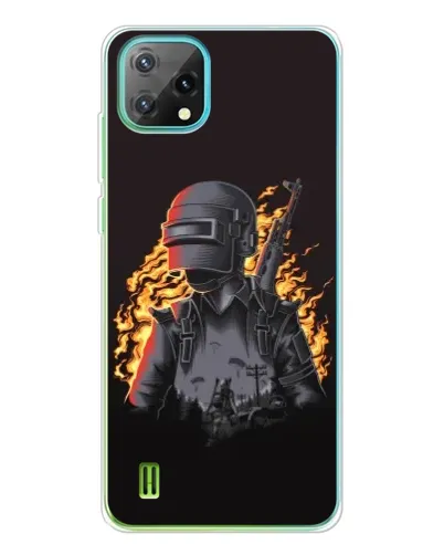 Чехол для Blackview Oscal C60 с картинкой «PUBG — огненный силуэт»
