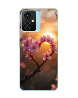 Чехол для Blackview Oscal C70 с картинкой «Розовый цвет сердце на фоне заката»