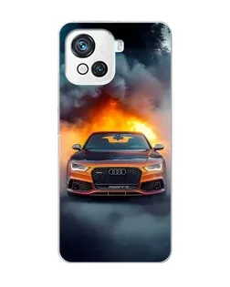 Чехол для Blackview Oscal C80 с картинкой «Audi в огненном дыму»