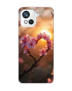 Чехол для Blackview Oscal C80 с картинкой «Розовый цвет сердце на фоне заката»