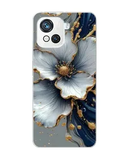 Чехол для Blackview Oscal C80 с картинкой «Белый цветок и золотой флюид»