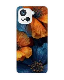 Чехол для Blackview Oscal C80 с картинкой «Яркая сине-оранжевая флора»