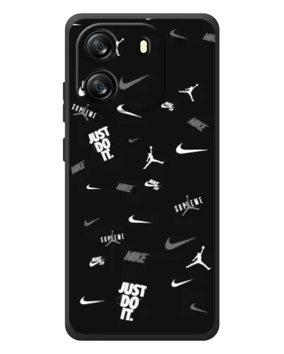 Чехол для Blackview Oscal Flat 1C с картинкой «Nike Black Pattern» Чехол для Blackview Oscal Flat 1C с картинкой «Nike Black Pattern»